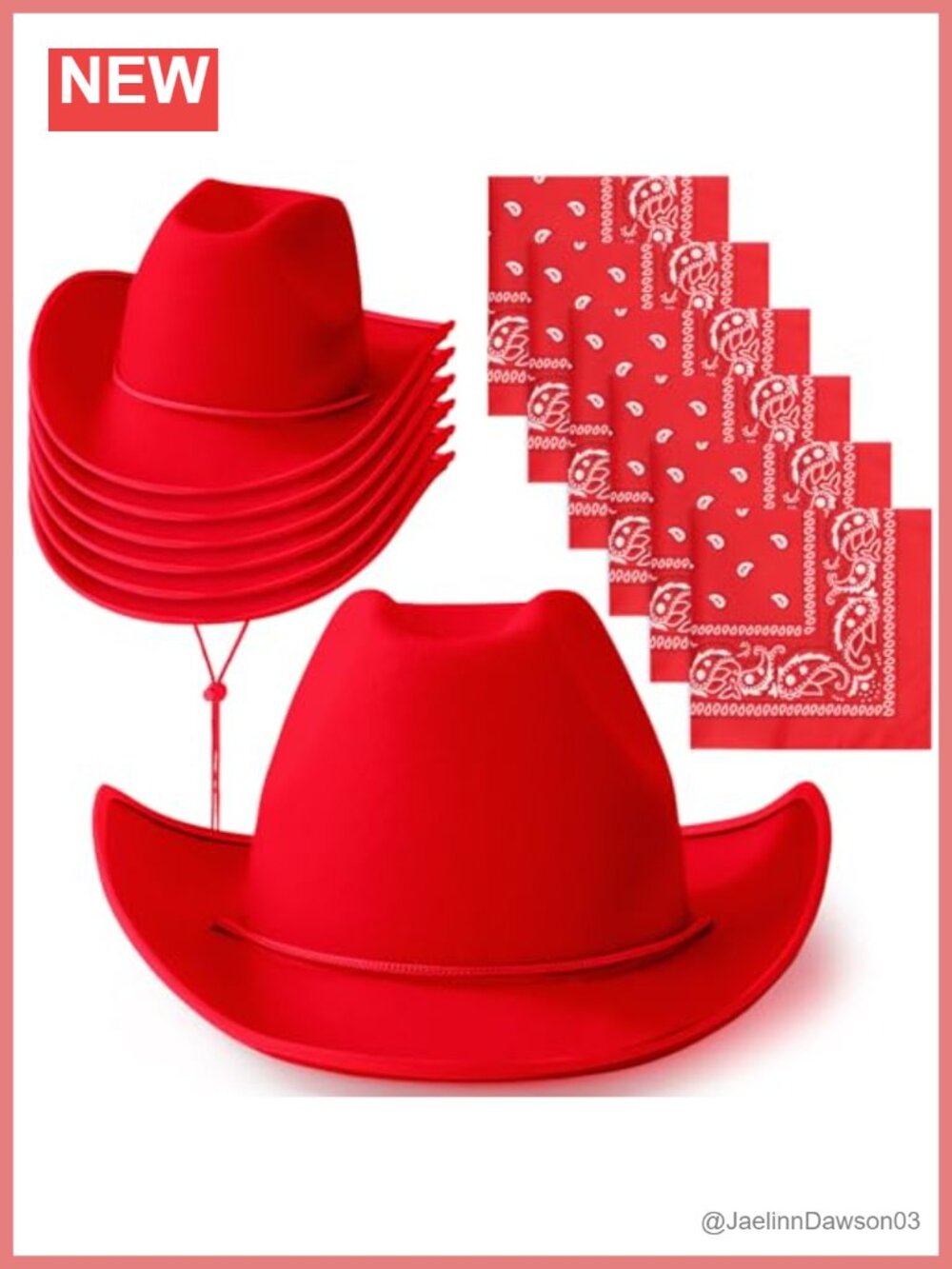 6 Pack Cowboy Hats with Paisley Bandanas Adult Western Party Set